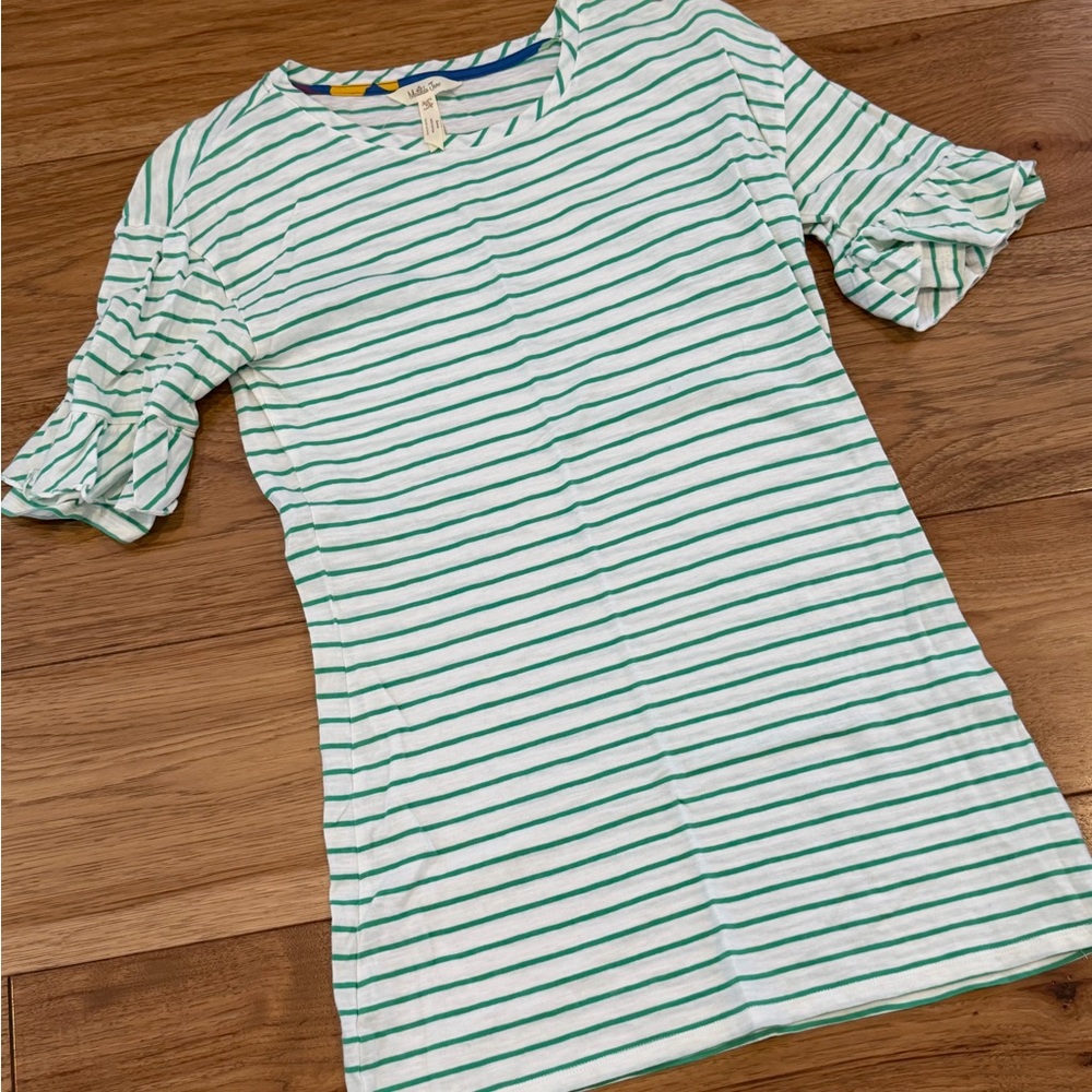 Matilda Jane White and Green Striped Short Sleeve Top